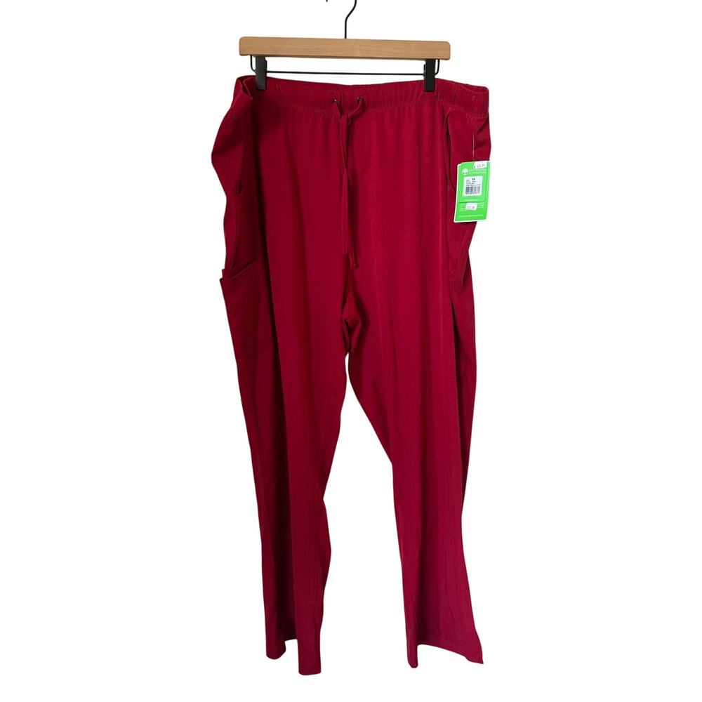 NWT HH Works Healing Hands Red Scrub Pants 2X Rebecca Drawstring